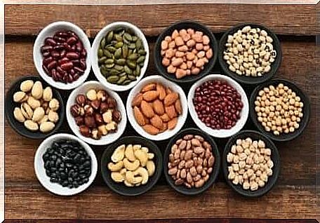 Various types of nuts in bowls