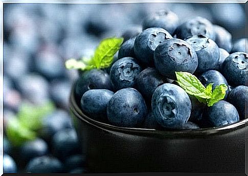 Bowl with blueberries