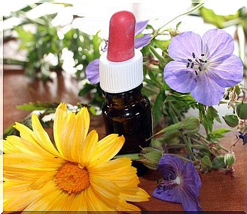 Essential oil and flowers