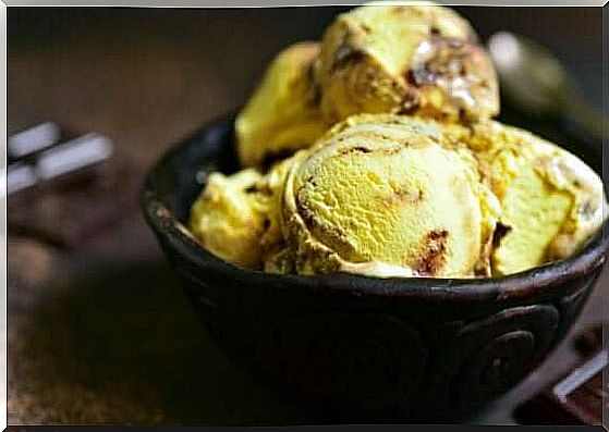 A bowl of homemade ice cream