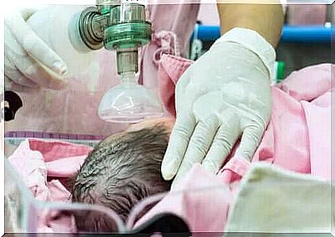 A newborn baby in the NICU